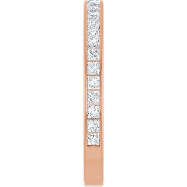 14K Gold Square Natural Diamond Channel-Set Anniversary Band – 2x2 mm Stones - Rose Gold - view 4