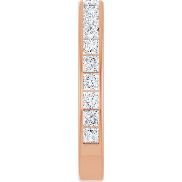 14K Gold Square Lab-Grown Diamond Channel-Set Anniversary Band – 2x2 mm Stones - Rose Gold - view 4