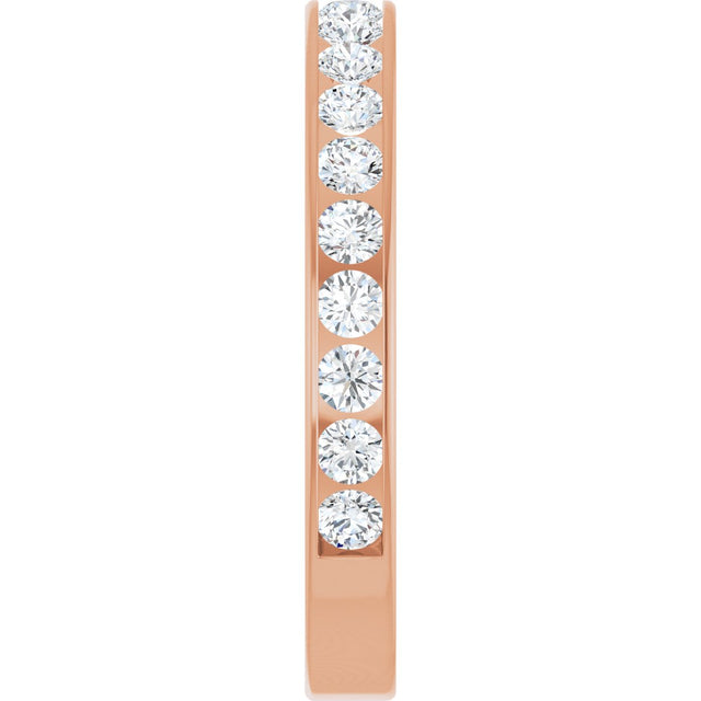 14K Gold Round Natural Diamond Channel-Set Anniversary Band – 3 mm Stones - Rose Gold - view 4