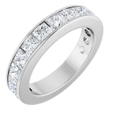 14K Gold Square Natural Diamond Channel-Set Anniversary Band – 3x3 mm Stones - White Gold