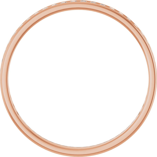 10K Gold Round Natural Diamond Channel-Set Anniversary Band – 1/4 CTW - Rose Gold - view 2
