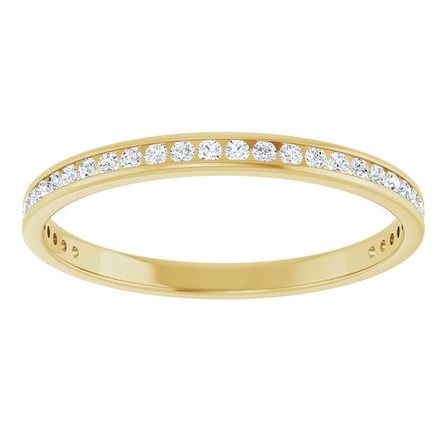 10K Gold Round Natural Diamond Channel-Set Anniversary Band – 1/2 CTW – Sizes 15-20 - Yellow Gold - view 3