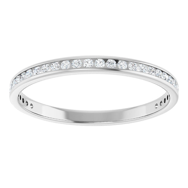 10K Gold Round Natural Diamond Channel-Set Anniversary Band – 1/2 CTW – Sizes 15-20 - White Gold - view 3