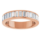 14K Gold Straight Baguette Lab-Grown Diamond Channel-Set Anniversary Band – 3x1.5 mm Stones - Rose Gold - view 3