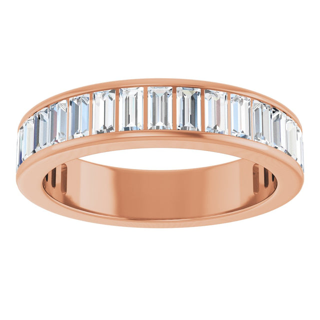 14K Gold Straight Baguette Natural Diamond Channel-Set Anniversary Band – 3x1.5 mm Stones - Rose Gold - view 3