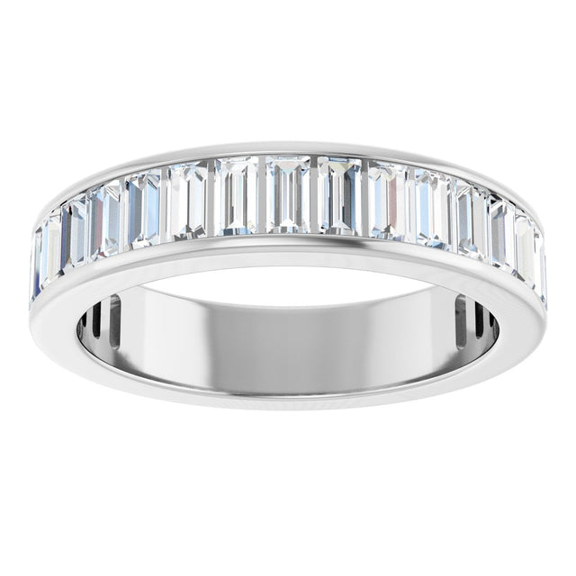 14K Gold Straight Baguette Natural Diamond Channel-Set Anniversary Band – 3x1.5 mm Stones - White Gold - view 3