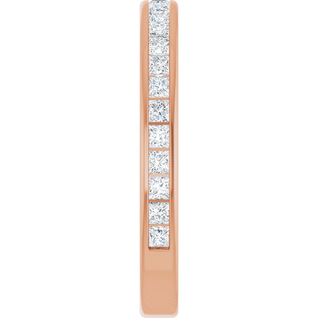 14K Gold Square Natural Diamond Channel-Set Anniversary Band – 1.5x1.5 mm Stones - Rose Gold - view 4