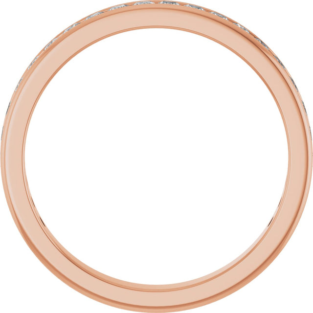 14K Gold Square Lab-Grown Diamond Channel-Set Anniversary Band – 1.5x1.5 mm Stones - Rose Gold - view 2