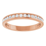14K Gold Round Natural Diamond Channel-Set Anniversary Band – 1.5 mm Stones - Rose Gold - view 3