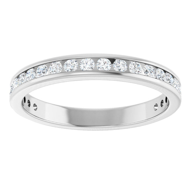 14K Gold Round Natural Diamond Channel-Set Anniversary Band – 1.5 mm Stones - White Gold - view 3