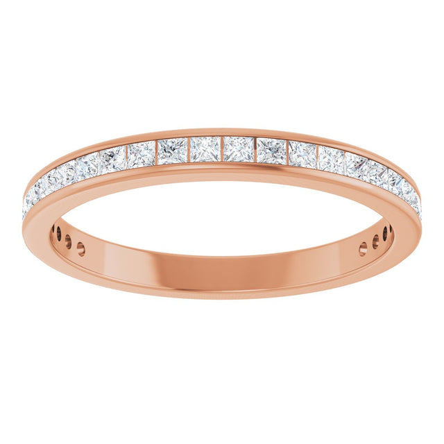 14K Gold Square Natural Diamond Channel-Set Anniversary Band – 1.75x1.75 mm Stones - Rose Gold - view 3