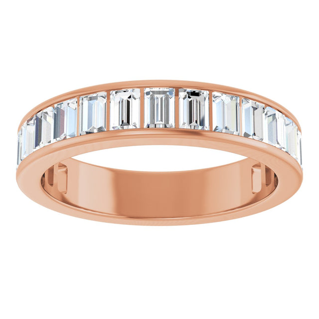 14K Gold Straight Baguette Lab-Grown Diamond Channel-Set Anniversary Band – 3x2 mm Stones - Rose Gold - view 3
