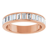 14K Gold Straight Baguette Natural Diamond Channel-Set Anniversary Band – 3x2 mm Stones - Rose Gold - view 3