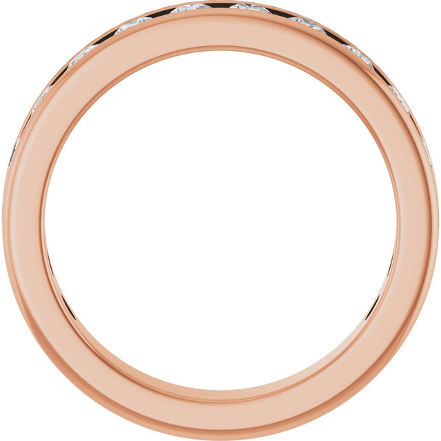 14K Gold Round Lab-Grown Diamond Channel-Set Anniversary Band – 2.25 mm Stones - Rose Gold - view 2