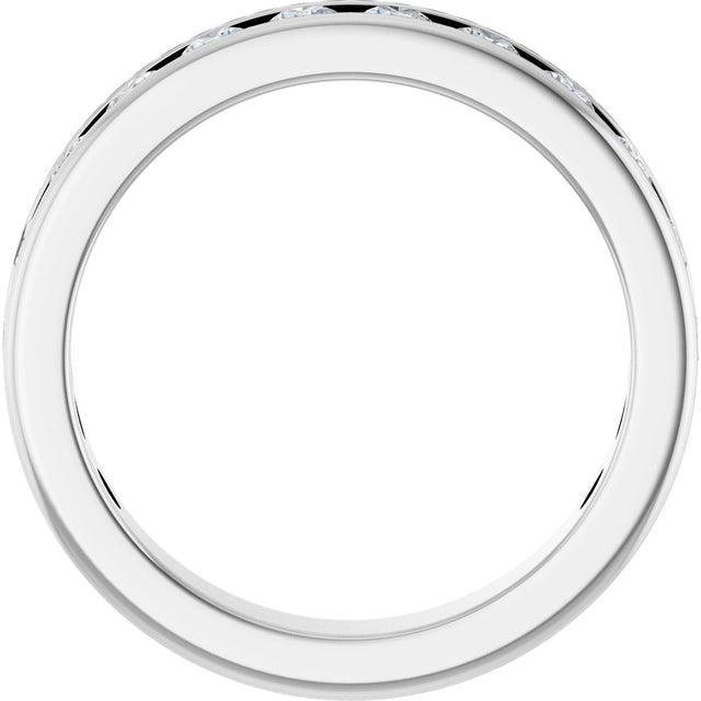 14K Gold Round Natural Diamond Channel-Set Anniversary Band – 2.25 mm Stones - White Gold - view 2