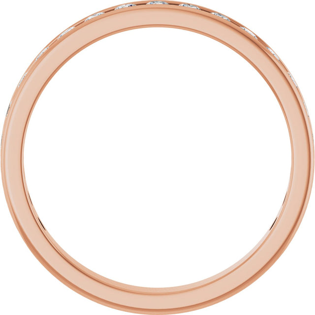 14K Gold Round Lab-Grown Diamond Channel-Set Anniversary Band – 2.25 mm Stones - Rose Gold - view 2