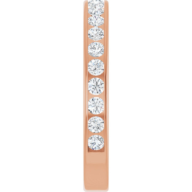 14K Gold Round Lab-Grown Diamond Channel-Set Anniversary Band – 2.25 mm Stones - Rose Gold - view 4