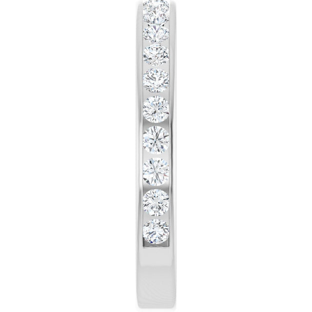 14K Gold Round Natural Diamond Channel-Set Anniversary Band – 2.25 mm Stones - White Gold - view 4