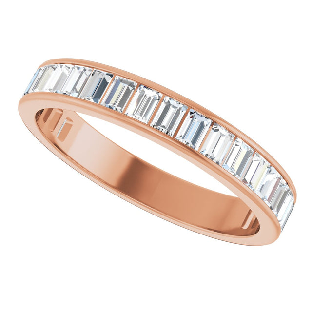 14K Gold Straight Baguette Lab-Grown Diamond Channel-Set Anniversary Band – 3x2 mm Stones - Rose Gold - view 5
