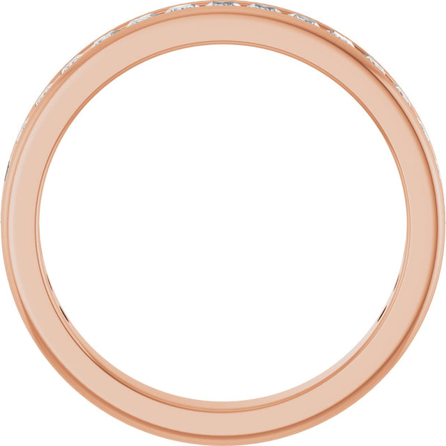 14K Gold Square Lab-Grown Diamond Channel-Set Anniversary Band – 1.5x1.5 mm Stones - Rose Gold - view 2