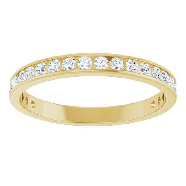 14K Gold Round Natural Diamond Channel-Set Anniversary Band – 2.25 mm Stones (1 CTW) - Yellow Gold - view 3