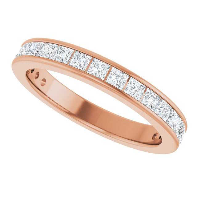 14K Gold Square Natural Diamond Channel-Set Anniversary Band – 2x2 mm Stones - Rose Gold - view 5