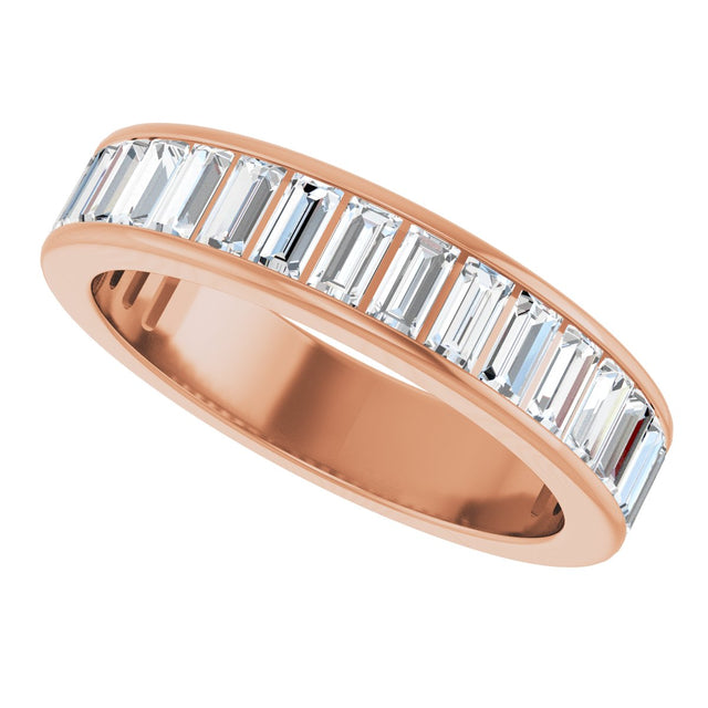 14K Gold Straight Baguette Natural Diamond Channel-Set Anniversary Band – 3x1.5 mm Stones - Rose Gold - view 5
