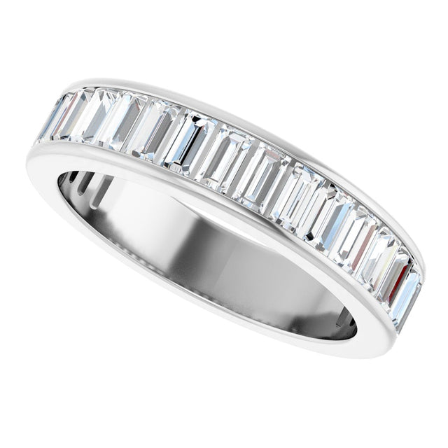 14K Gold Straight Baguette Natural Diamond Channel-Set Anniversary Band – 3x1.5 mm Stones - White Gold - view 5