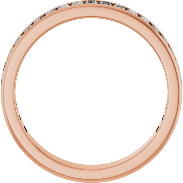 14K Gold Straight Baguette Natural Diamond Channel-Set Anniversary Band – 3x1.5 mm Stones - Rose Gold - view 2