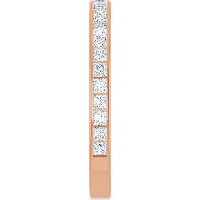14K Gold Square Natural Diamond Channel-Set Anniversary Band – 2x2 mm Stones - Rose Gold - view 4