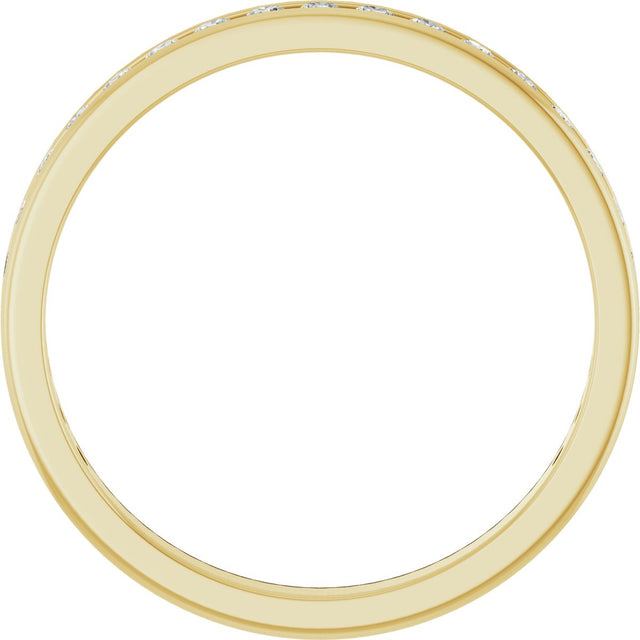 10K Gold Round Natural Diamond Channel-Set Anniversary Band – 1/2 CTW – Sizes 4-14.5 - Yellow Gold - view 2