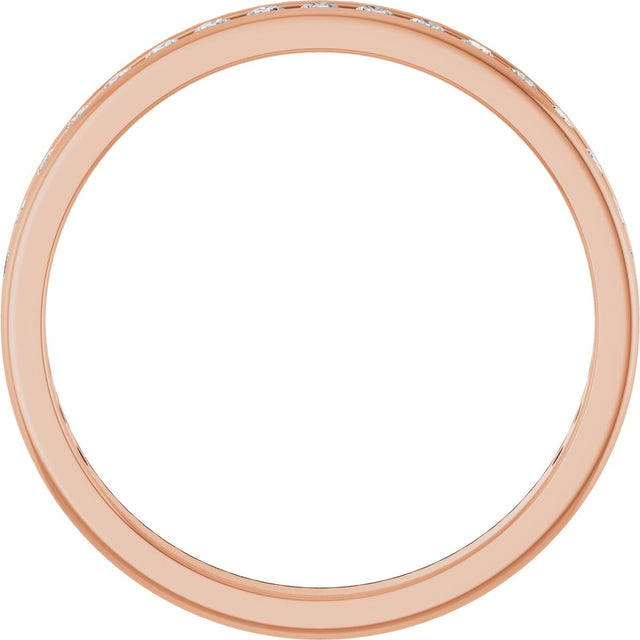 10K Gold Round Natural Diamond Channel-Set Anniversary Band – 5/8 CTW - Rose Gold - view 2