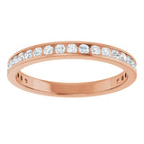 10K Gold Round Natural Diamond Channel-Set Anniversary Band – 1/2 CTW – Sizes 4-14.5 - Rose Gold - view 3