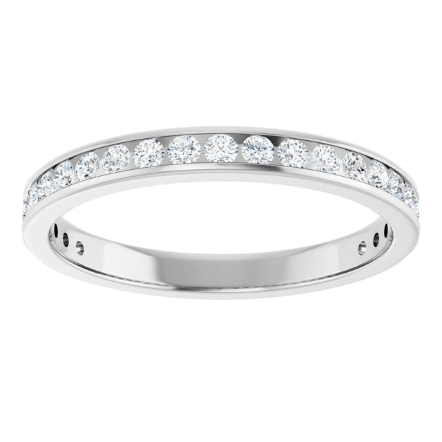 10K Gold Round Natural Diamond Channel-Set Anniversary Band – 1/2 CTW – Sizes 4-14.5 - White Gold - view 3