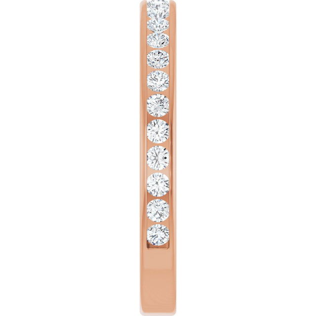 10K Gold Round Natural Diamond Channel-Set Anniversary Band – 1/2 CTW – Sizes 4-14.5 - Rose Gold - view 4