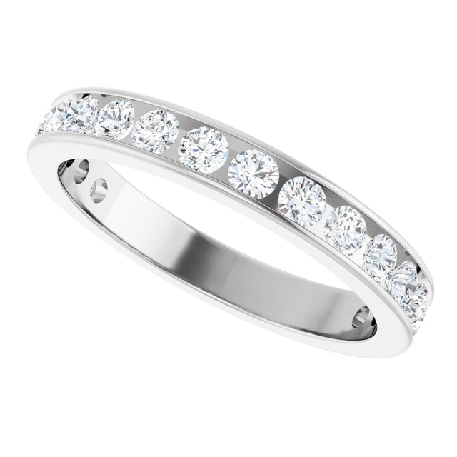14K Gold Round Lab-Grown Diamond Channel-Set Anniversary Band – 3 mm Stones - White Gold - view 5