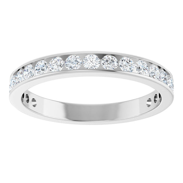 14K Gold Round Natural Diamond Channel-Set Anniversary Band – 3 mm Stones (1 7/8–2 CTW) - White Gold - view 3