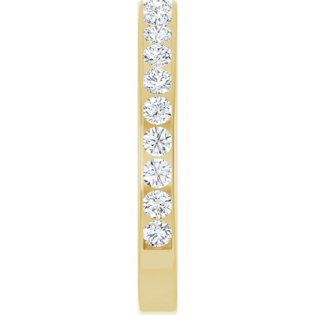 14K Gold Round Natural Diamond Channel-Set Anniversary Band – 3 mm Stones (1 7/8–2 CTW) - Yellow Gold - view 4