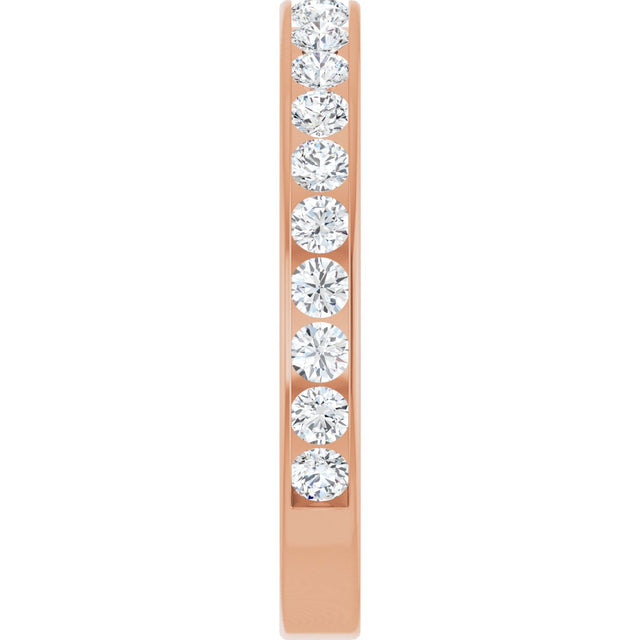 14K Gold Round Lab-Grown Diamond Channel-Set Anniversary Band – 3 mm Stones (1 7/8–2 CTW) - Rose Gold - view 4