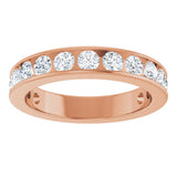 14K Gold Round Natural Diamond Channel-Set Anniversary Band – 3 mm Stones - Rose Gold - view 3