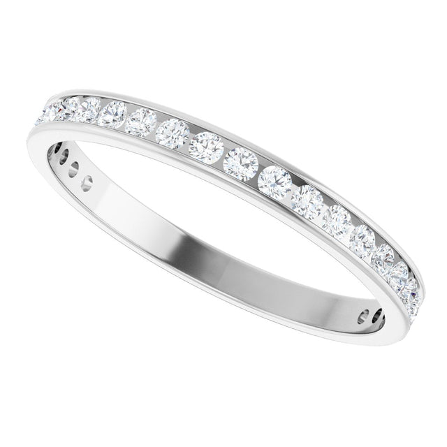 14K Gold Round Lab-Grown Diamond Channel-Set Anniversary Band – 2.25 mm Stones (1 CTW) - White Gold - view 5