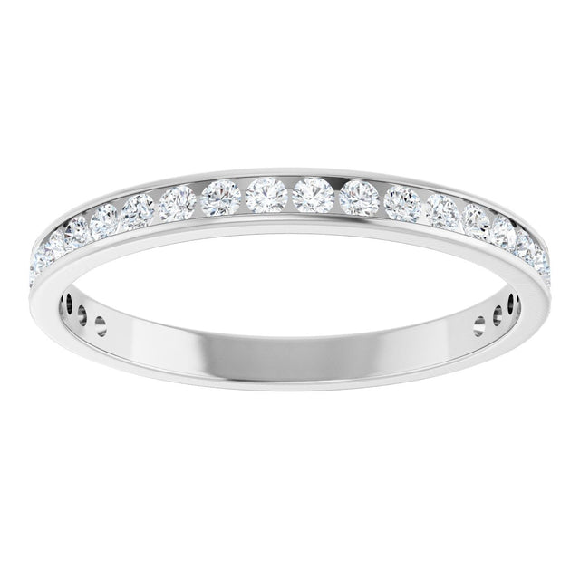 14K Gold Round Lab-Grown Diamond Channel-Set Anniversary Band – 2.25 mm Stones (1 CTW) - White Gold - view 3