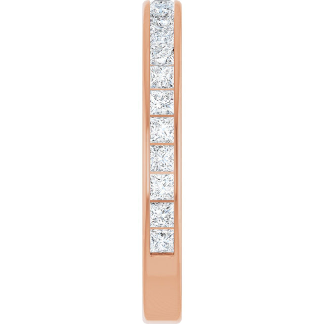 14K Gold Square Lab-Grown Diamond Channel-Set Anniversary Band – 2x2 mm Stones - Rose Gold - view 4