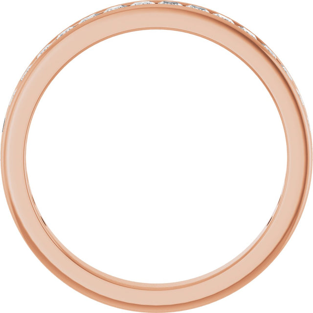 14K Gold Square Natural Diamond Channel-Set Anniversary Band – 2x2 mm Stones - Rose Gold - view 2