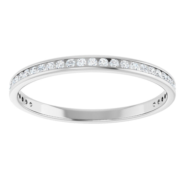 14K Gold Round Lab-Grown Diamond Channel-Set Anniversary Band – 1.5 mm Stones (1/2 CTW) - White Gold - view 3