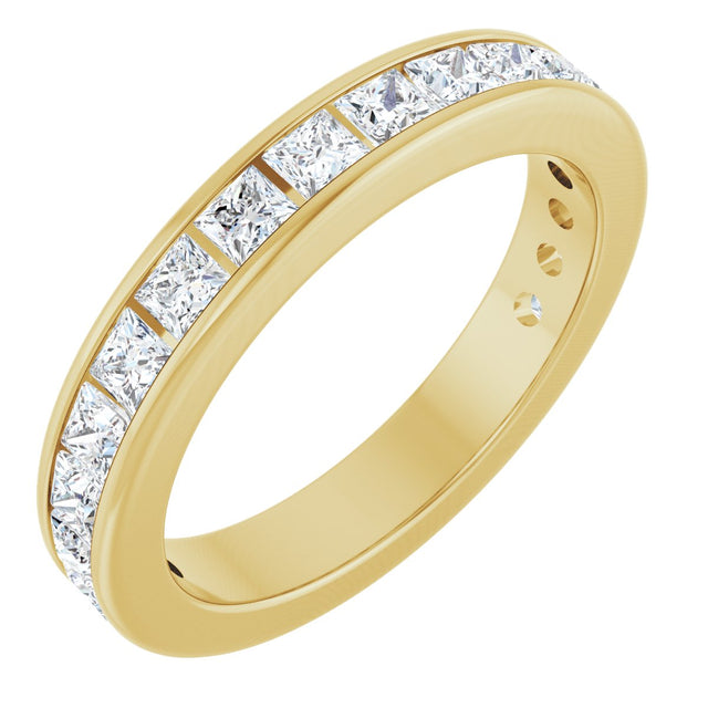 10K Gold Square Natural Diamond Channel-Set Anniversary Band – 1 3/8 CTW - Yellow Gold