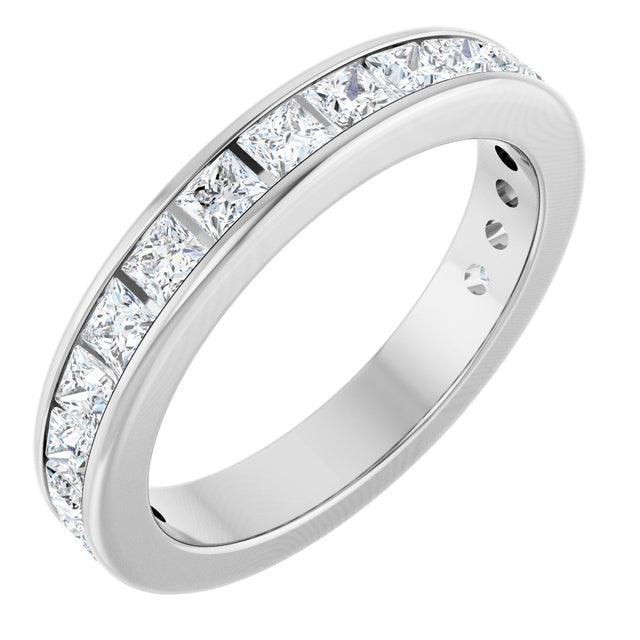 10K Gold Square Natural Diamond Channel-Set Anniversary Band – 1 1/4 CTW - White Gold