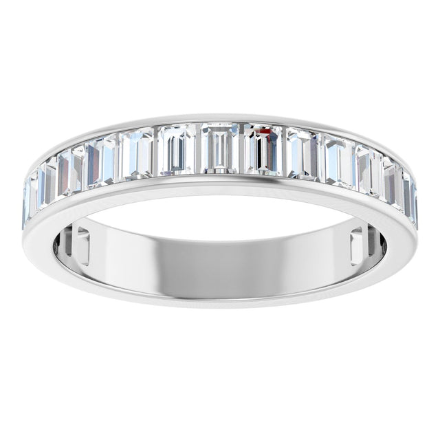 14K Gold Straight Baguette Lab-Grown Diamond Channel-Set Anniversary Band – 3x2 mm Stones - White Gold - view 3