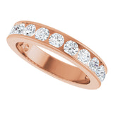 14K Gold Round Lab-Grown Diamond Channel-Set Anniversary Band – 3 mm Stones - Rose Gold - view 5