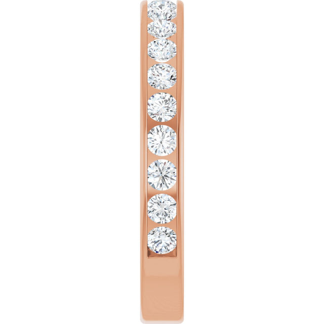 14K Gold Round Natural Diamond Channel-Set Anniversary Band – 2.5 mm Stones - Rose Gold - view 4